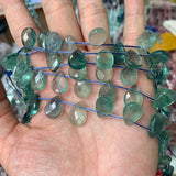 Natural Green Fluorite Stone Beads 15'' Faceted Drop DIY Loose Beads