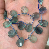 Natural Green Fluorite Stone Beads 15'' Faceted Drop DIY Loose Beads