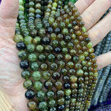 Natural Green Garnet Stone Beads 6-14mm 15'' Round DIY Loose Beads
