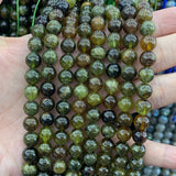Natural Green Garnet Stone Beads 6-14mm 15'' Round DIY Loose Beads