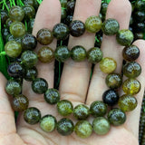 Natural Green Garnet Stone Beads 6-14mm 15'' Round DIY Loose Beads