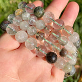 Green Ghost Quartz Chlorite Round Gem Stone Beads 6-10mm