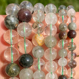 Green Ghost Quartz Chlorite Round Gem Stone Beads 6-10mm