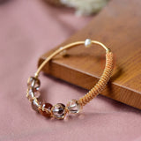 Green Ghost Quartz Crystal 14K Filled Beaded Bracelets for Women