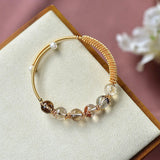 Green Ghost Quartz Crystal 14K Filled Beaded Bracelets for Women