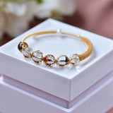 Green Ghost Quartz Crystal 14K Filled Beaded Bracelets for Women