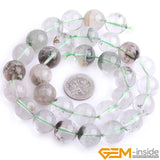 Green Ghost Rock Quartz Round Spacer Beads 15 inch