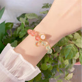 Green Ghost Moonlight Beads Bracelet with Strawberry Quartz Moon Pendant