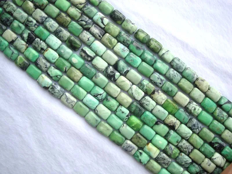 Green Grass Stone Flat Rectangle 10*14mm Beads DIY Jewelry Making