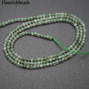 Green Rutilated Quartz Diamond Cut Faceted 2mm 3mm Round Loose Beads