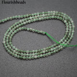 Green Rutilated Quartz Diamond Cut Faceted 2mm 3mm Round Loose Beads
