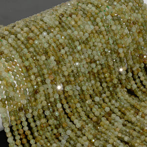 Natural Green Grossularite Garnet Faceted Round Beads 3mm