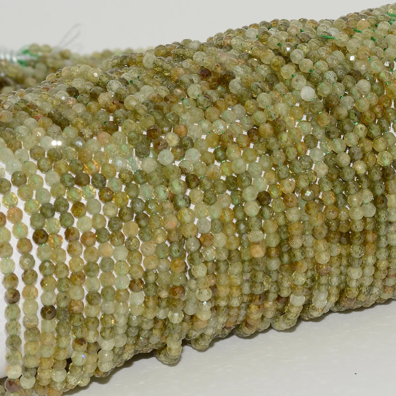 Natural Green Grossularite Garnet Faceted Round Beads 3mm