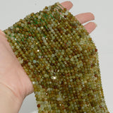 Natural Green Grossularite Garnet Faceted Round Beads 4.2mm