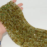 Natural Green Grossularite Garnet Faceted Round Beads 4.2mm