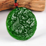 Green Jade Dragon Phoenix Pendant Boutique Jewelry Necklace