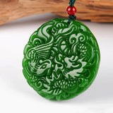 Green Jade Dragon Phoenix Pendant Boutique Jewelry Necklace
