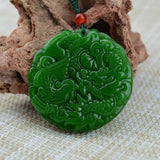 Green Jade Dragon Phoenix Pendant Boutique Jewelry Necklace