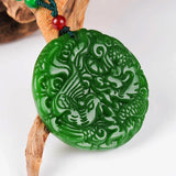 Green Jade Dragon Phoenix Pendant Boutique Jewelry Necklace