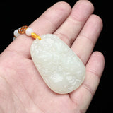 Green Hand Carved Golden Toad Jade Pendant Necklace