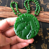 Green Hand Carved Pisces Jade Pendant Couple Necklace Gift