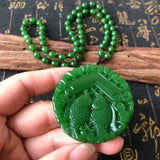 Green Hand Carved Pisces Jade Pendant Couple Necklace Gift