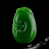 Natural Green Hand Carved Ruyi Jade Pendant Boutique Jewelry