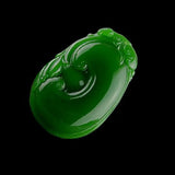 Natural Green Hand Carved Ruyi Jade Pendant Boutique Jewelry