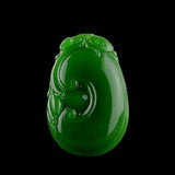 Natural Green Hand Carved Ruyi Jade Pendant Boutique Jewelry