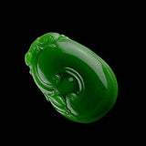 Natural Green Hand Carved Ruyi Jade Pendant Boutique Jewelry