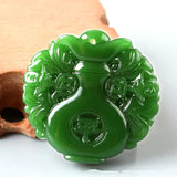 Hand Carved Natural Green Jade Vase Pendant Necklace