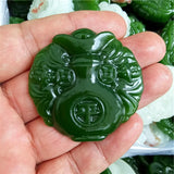 Hand Carved Natural Green Jade Vase Pendant Necklace