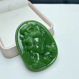 Natural Green Hand-carved Beauty Jade Pendant Couple Necklace Gift