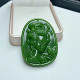 Natural Green Hand-carved Beauty Jade Pendant Couple Necklace Gift