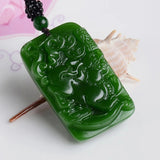 Natural Green Hand-carved Jade Pendant Men Women Necklace