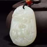 Hand-carved Green Jade Pendant - Men and Women Necklace
