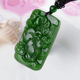Natural Green Hand-carved Jade Pendant Men Women Necklace