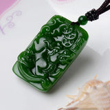 Natural Green Hand-carved Jade Pendant Men Women Necklace