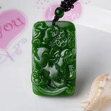 Natural Green Hand-carved Jade Pendant Men Women Necklace
