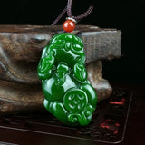 Natural Green Hand-carved Jade Pendant Necklace for Men and Women