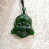 Green Hand-carved Buddha Head Jade Pendant Necklace