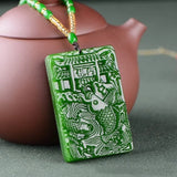 Natural Green Carp Jade Pendant Necklace Gift
