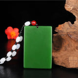 Green Hand-carved Jade Cross Pendant Jesus Necklace Gift Men Women