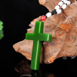 Hand-carved Cross Jade Pendant Jesus Cross Necklace Gift