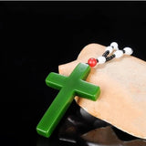 Hand-carved Cross Jade Pendant Jesus Cross Necklace Gift