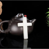 Hand-carved Cross Jade Pendant Jesus Cross Necklace Gift