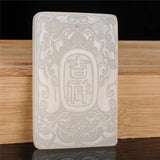 Natural Green Hand-carved Double-sided Jade Pendant with Dragon and Phoenix