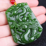 Green Dragon Jade Pendant Zodiac Necklace Gift