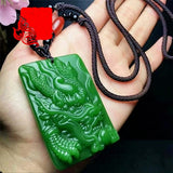 Dragon Jade Pendant Men Women Zodiac Necklace Gift