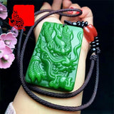 Dragon Jade Pendant Men Women Zodiac Necklace Gift